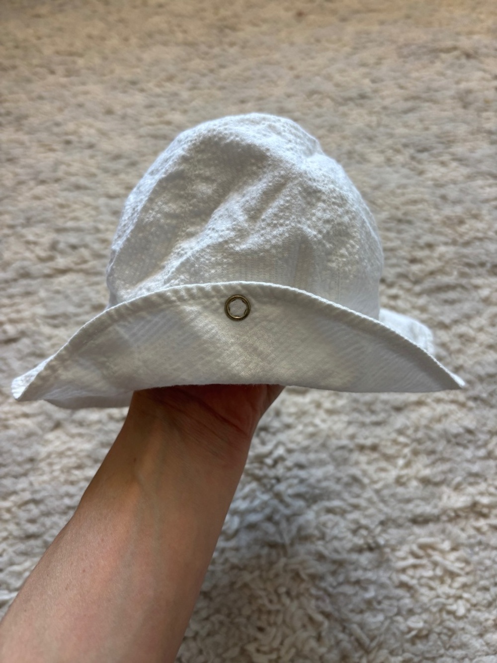 Petit Bateau French Sun Hat White Adjustable Baby Newborn 12/18 mo
